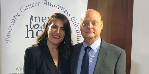 Erin Willett with Pancreatic Cancer Awareness Gibraltar Founder Louis Baldachino